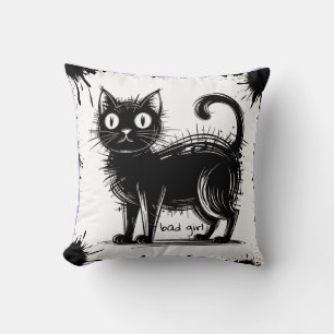 doodle cat  throw pillow