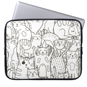 Doodle cats: black and white. laptop sleeve