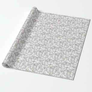 Doodle cats: black and white. wrapping paper