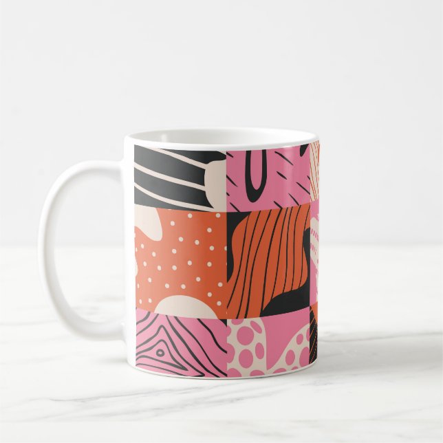 Doodle Cells: Geometric Pattern Design. Coffee Mug (Left)