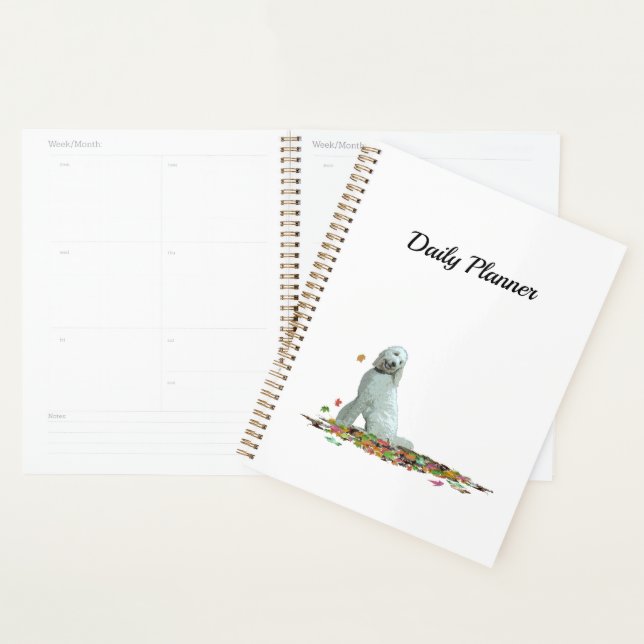 Doodle Chien En Feuille Daily Planner (Devant avec enveloppe)