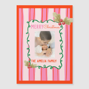  Doodle Christmas Pink Red Border Photo Holiday 