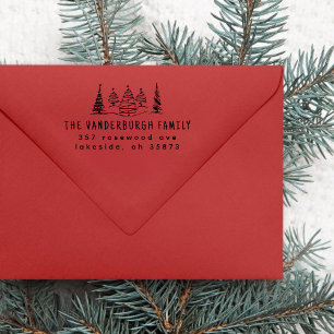 Doodle Christmas Trees Custom Return Address Self-inking Stamp