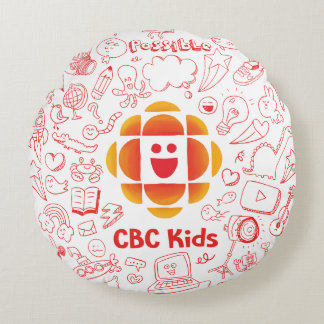 Doodle Cloud Round Pillow