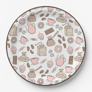Doodle Coffee Design Paper Plate