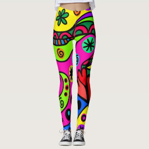 Doodle coloré fort Imprimer Leggings