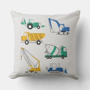 Doodle Construction Site Throw Pillow