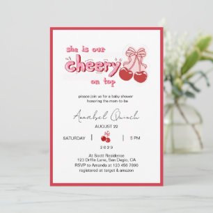 Doodle Coquette Cherry on Top Girl Baby Shower Invitation