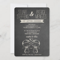 Doodle Couple on Blackboard Gay Wedding Invitation