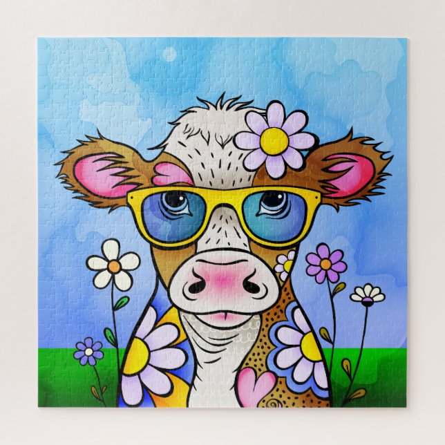 Doodle Cow Portrait Jigsaw Puzzle (Vertical)