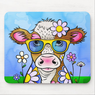 Doodle Cow Portrait Mouse Pad