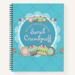 Doodle cupcake cookie personalized recipe cookbook notebook
