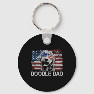 Doodle Dad Goldendoodle Dog American Flag 4th Of J Keychain