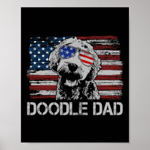 Doodle Dad Goldendoodle Dog American Flag 4th Of J Poster