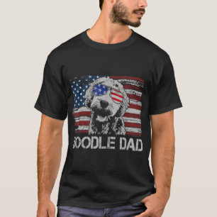 Doodle Dad Goldendoodle Dog American Flag 4th of J T-Shirt