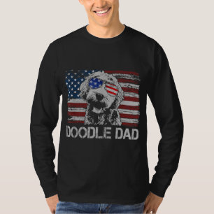 Doodle Dad Goldendoodle Dog American Flag 4th of J T-Shirt