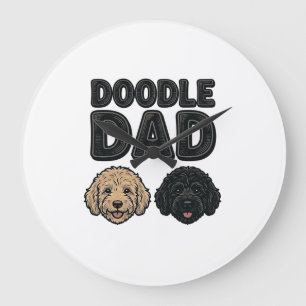Doodle Dad Vintage Dog Dad Shirt Design_1 Large Clock