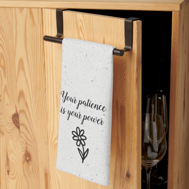 Doodle Daisy and Quote on Terrazzo  Kitchen Towel (Thirds Fold)