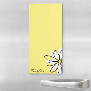 Doodle Daisy Lover Cute Personalized custom Magnetic Notepad