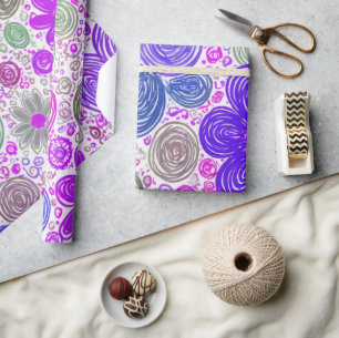 Doodle Daisy Pattern Wrapping Paper