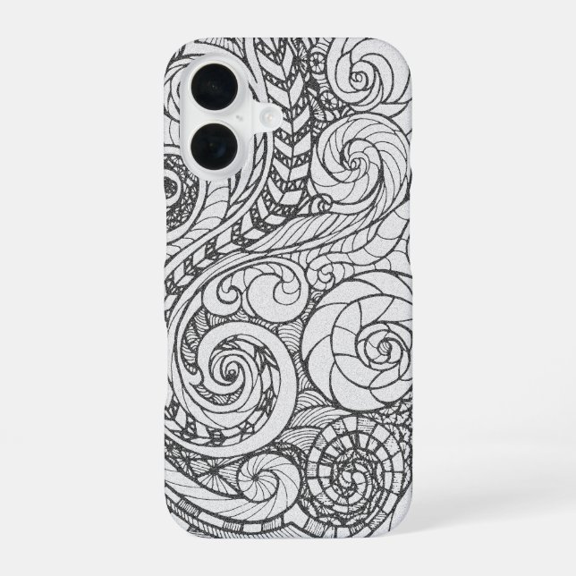 Doodle Design iPhone 16 Case (Back)
