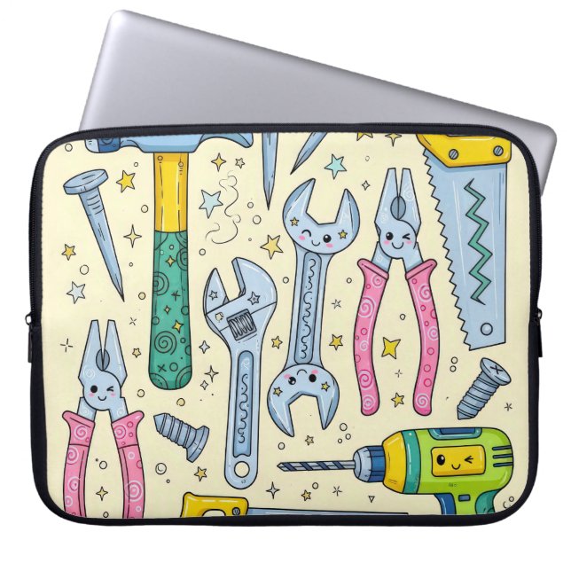 Doodle DIY Tool Collection Laptop Sleeve (Front)