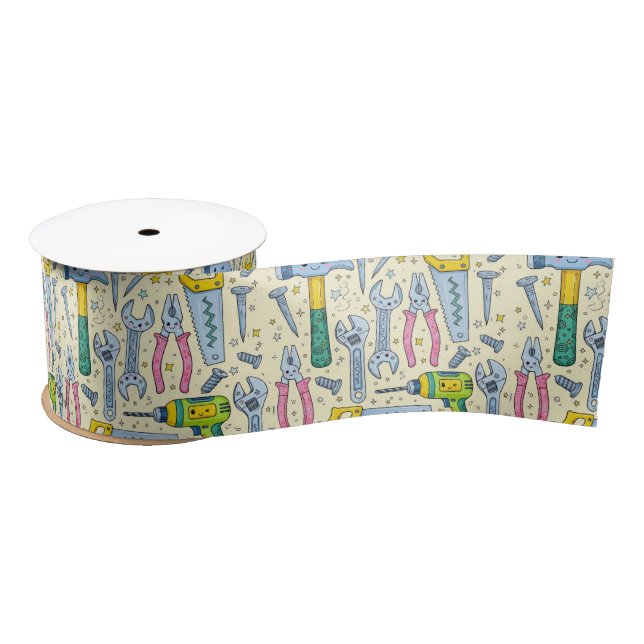 Doodle DIY Tools and Stars Collection Satin Ribbon (Spool)