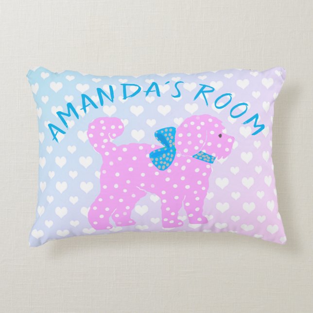 Doodle Dog Baby Young Girl Accent Pillow (Front)