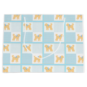 Doodle Dog Blue Yellow Cute Fun Large Gift Bag