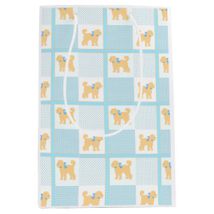 Doodle Dog Blue Yellow Cute Fun Medium Gift Bag