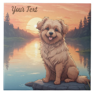 Doodle Dog by Lake Tile