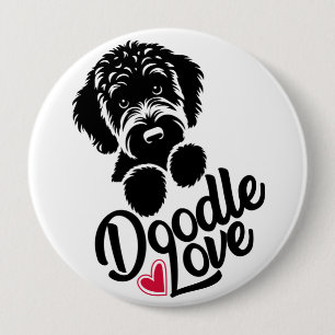 Doodle Dog Love 4 Inch Round Button