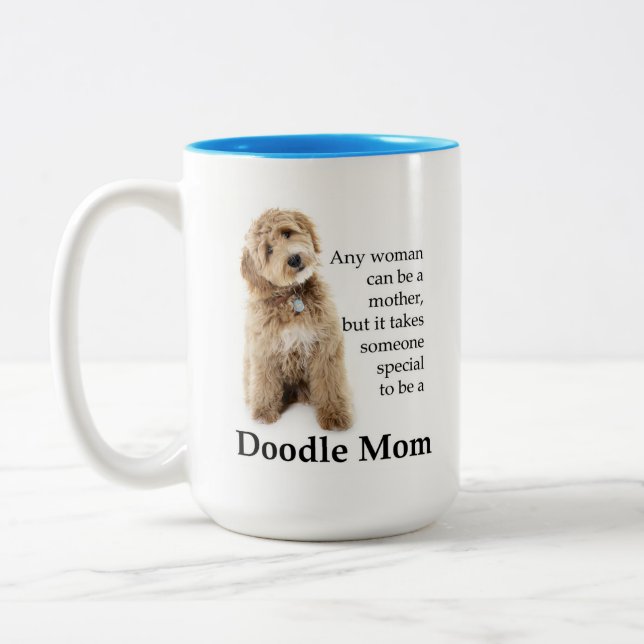 Doodle Dog Mom Two-Tone Coffee Mug (Left)