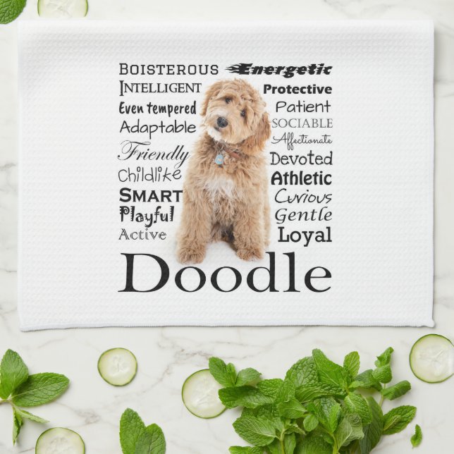 Doodle Dog Traits Kitchen Towel (Folded)
