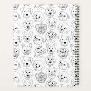 Doodle Dogs All Over Print Line Drawing Planner