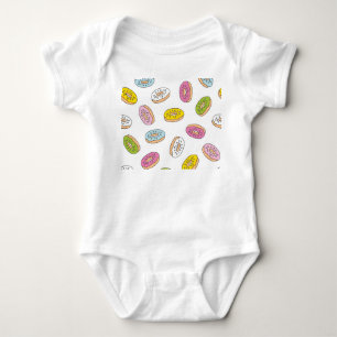 Doodle doughnuts pattern, seamless design. baby bodysuit