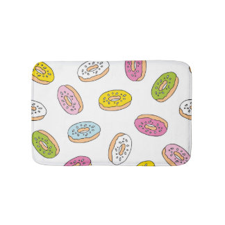 Doodle doughnuts pattern, seamless design. bath mat