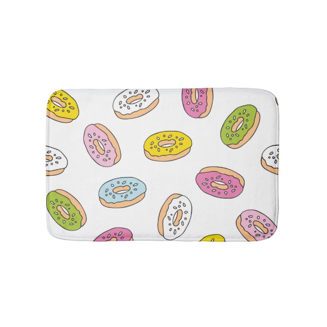 Doodle doughnuts pattern, seamless design. bath mat (Front)