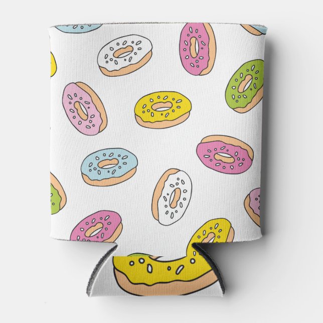 Doodle doughnuts pattern, seamless design. can cooler (Front)