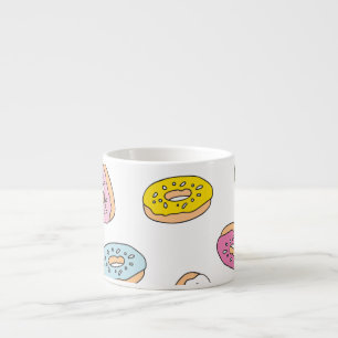 Doodle doughnuts pattern, seamless design. espresso cup