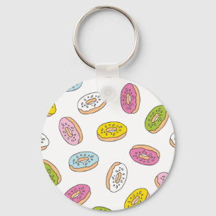 Doodle doughnuts pattern, seamless design. keychain