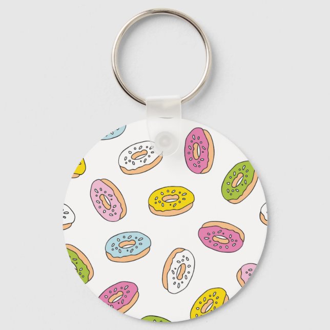 Doodle doughnuts pattern, seamless design. keychain (Front)