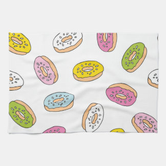 Doodle doughnuts pattern, seamless design. kitchen towel