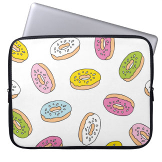 Doodle doughnuts pattern, seamless design. laptop sleeve