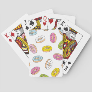 Doodle doughnuts pattern, seamless design. playing cards