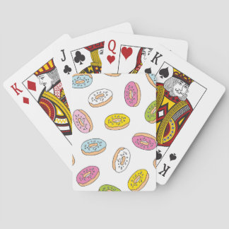 Doodle doughnuts pattern, seamless design. playing cards