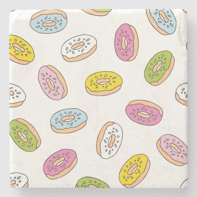 Doodle doughnuts pattern, seamless design. stone coaster (Front)
