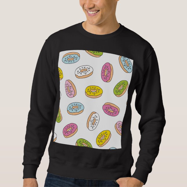 Doodle doughnuts pattern, seamless design. sweatshirt (Front)