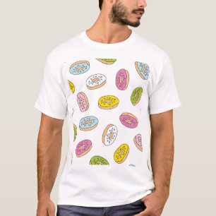 Doodle doughnuts pattern, seamless design. T-Shirt