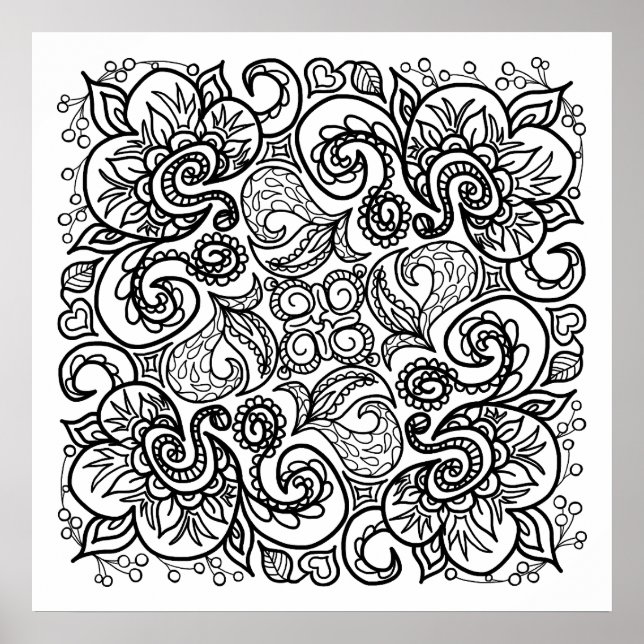 Doodle Drawing You Colour Line Art Beautiful Poster (Front)